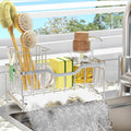 StorageRight Sponge Holder for Kitchen Sink, Sink Caddy Organizer, Silver | Rustproof Kitchen Sink Organizers with High Brush Holder & Self Drain Tray, Anti-Slip Kitchen Countertop Storage Essentials
