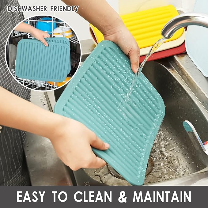 Purple Silicone Trivets Mats for Hot Dishes and Hot Pots, Hot Pads for Countertops, Tables Pot Holders Spoon Rest Small Drying Mats Set of 2