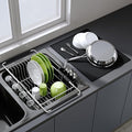 JASIWAY in Sink Dish Drying Rack with Mat, Cups and Utensil Holder | Use Over the Sink or Counter, Stainless Steel Expandable Dish Drainer for Small Kitchen, Space Saving, Fast Drain, Rustproof
