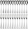 24 Piece Forks and Spoons Silverware Set for 12, Food Grade Stainless Steel Dinner Forks and Spoons (6.7 inches), Heavy-Duty Cutlery Set for Home, Kitchen and Restaurant, Dishwasher Safe