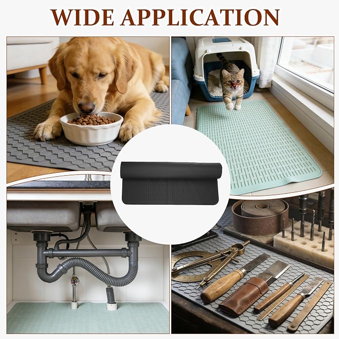 PATIKIL 28 x 20 Inch Stove Top Cover for Electric Stove, 2Pcs Silicone Stripe Mat for Glass Top Cover Non-Slip Glass Cooktop Protector for Kitchen Oven Dish Drying Mat, Black