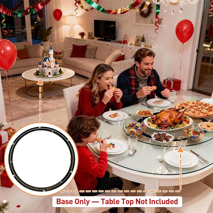20 Inch Lazy Susan Bearing Base, 450 LBS Load Capacity Heavy-Duty Mute Turntable Ring Lazy Susan Hardware for Dining Table, DIY Projects (Black)