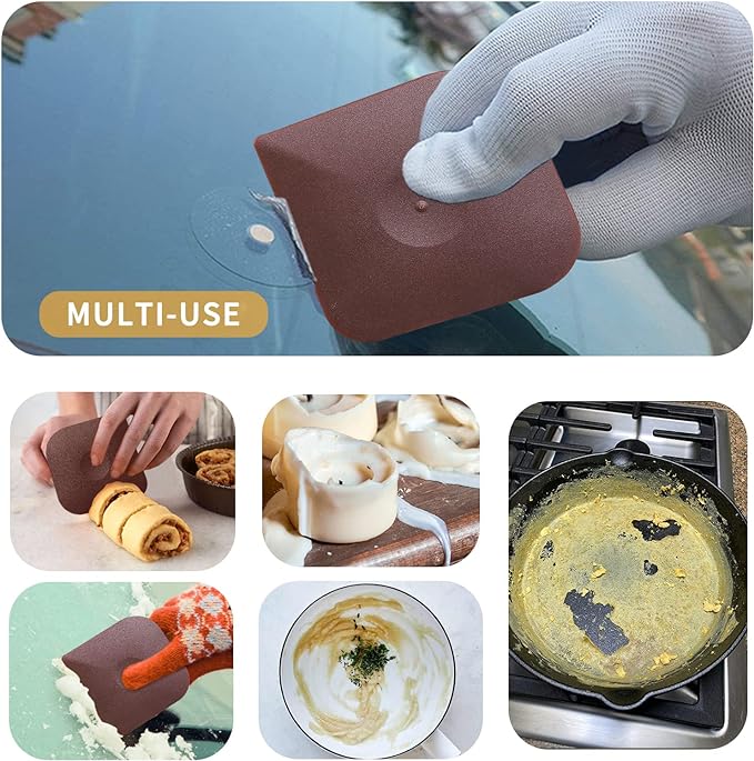 Cast Iron Cleaner Scrubber with Pan Scraper, Patented Chain Mail Scrubber | with Hanging Loop, Metal Chainmail Scrubber Sponge Scrub Brush Cleaning kit to Clean Pan Pot, Skillet, Grill, Dutch Oven, Wok