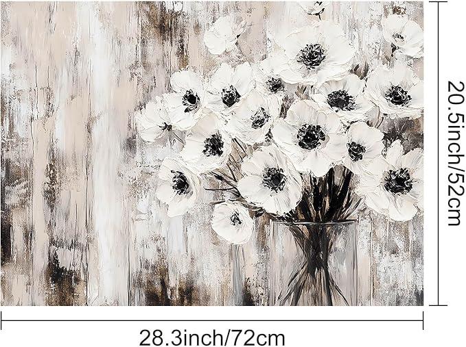 HOMETITUTE White Floral Rustic Stove Top Cover 28x20 Diatomite Mat