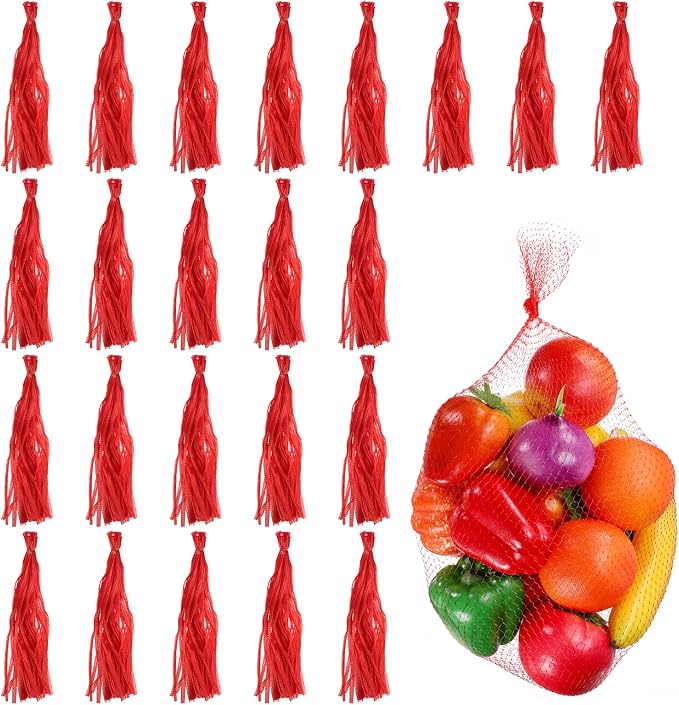 uxcell 150pcs Egg Hatching Bags, 20 Inch Mesh Nylon Netting Reusable Produce Mesh Bags Strong Stretchable Plastic Seafood Boil Bags for Fruits Vegetables Storage, Red