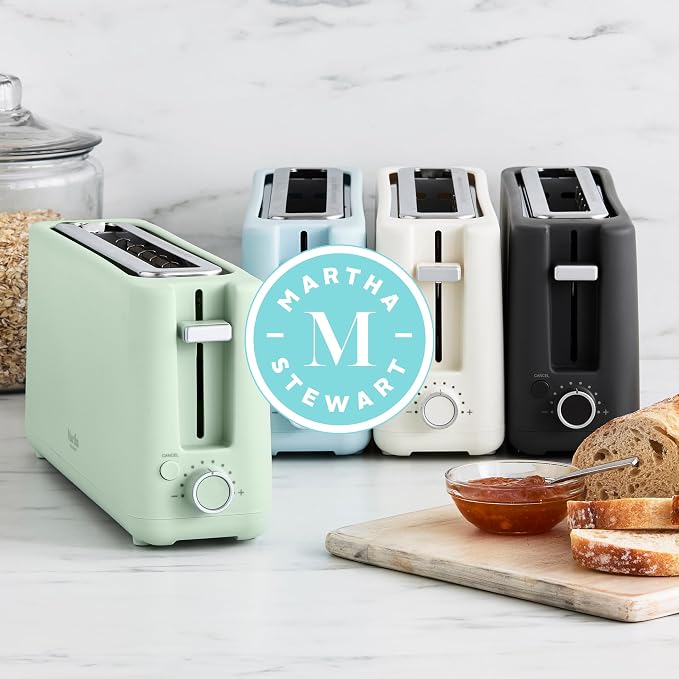 Martha Stewart 2 Slice Long Slot Toaster, Extra Wide, Indigo Blue | 10 Shade Settings, 10” Wide Slot, Sourdough, Bagels, Artisan Bread & Waffles, Smart Centering, Removable Crumb Tray