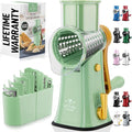 Zulay Kitchen Rotary Cheese Grater 5 Blade Cheese Shredder - Manual Hand Crank Cheese Grater With Reinforced Suction & 5 Interchangeable Drums - Easy to Use, Vegetable Chopper Round Mandoline Slicer