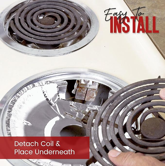 Aluminum Electric Stove Burner Covers (50 Pack) Round Heavy Duty Disposable Stove Burner Liners (6 & 8 Inch) Stove Eye Covers, Stove Top Covers for Electric Stove Burner Covers for Electric Stove
