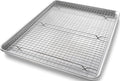 USA Pan 1607CR Bakeware Extra Large Sheet Baking Pan and Bakeable Nonstick Cooling Rack Set, XL, Metal