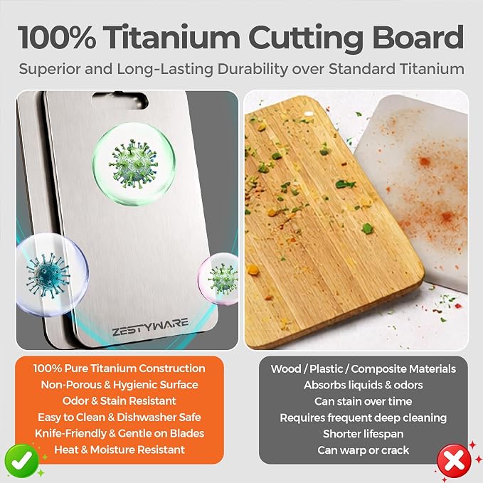 Titanium Cutting Board Set of 3, SGS Lab Tested Double-Sided Chopping Board | Safe for Meat, Vegetables, Fruits, Raw, & Cooked Food Prep, Non-Toxic Material, Dishwasher & Food Grade Safe (M+L+XL)