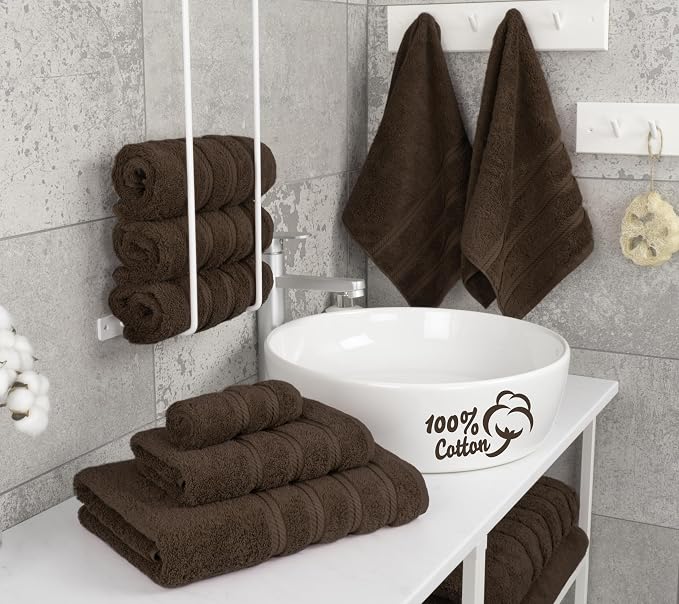 American Soft Linen 100% Cotton Luxury Turkish Towels, 6 Piece Towel Set | Soft Absorbent Quick Dry OEKO Tex Standard 100 Certificated Durable Machine Washable Premium Hotel Quality