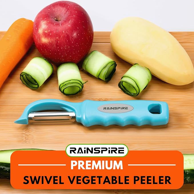 Rainspire Vegetable Peeler Potato Peelers for Kitchen, Sharp Stainless Steel Blades Veggie, Comfortable Handle Fruit Peeler, Carrot Peeler Apple Peeler Dishwasher Safe, Blue, 1-Pack