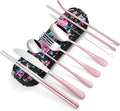 Travel Utensils,Reusable Silverware Set To Go Portable Cutlery Set with a Waterproof Carrying Case for Lunch Boxes Workplace Camping Picnic (GraPink)