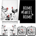 Leinuosen 6 Ink Rooster Farmhouse Kitchen Decor Dish Towels Oven Mitts and Pot Holders Sets Chicken Kitchen Towels Absorbent Decorative Accessories for Cooking Baking Grilling