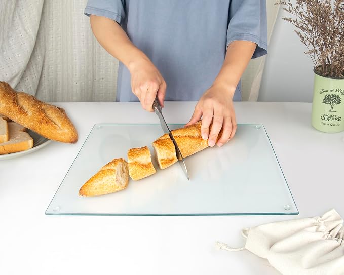 Glass Cutting Board 16"x12": Tempered Glass Kitchen Counter Protector - Durable- Scratch-Resistant, Heat-Proof - Clear Design