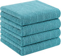 Homaxy 100% Cotton Terry Kitchen Towels, 4 Pack, Lake Blue | Ultra Soft and Absorbent Dish Towels for Kitchen, Suitable for Drying and Washing Dishes