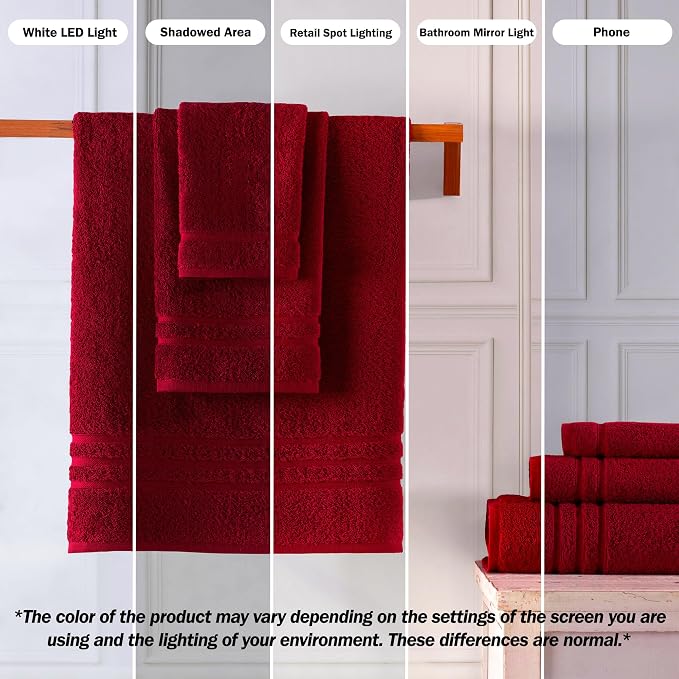 Hawmam Linen Red Bath Towels 4 Pack Soft and Absorbent, Premium Quality Perfect for Daily Use 100% Cotton Towel 600 GSM