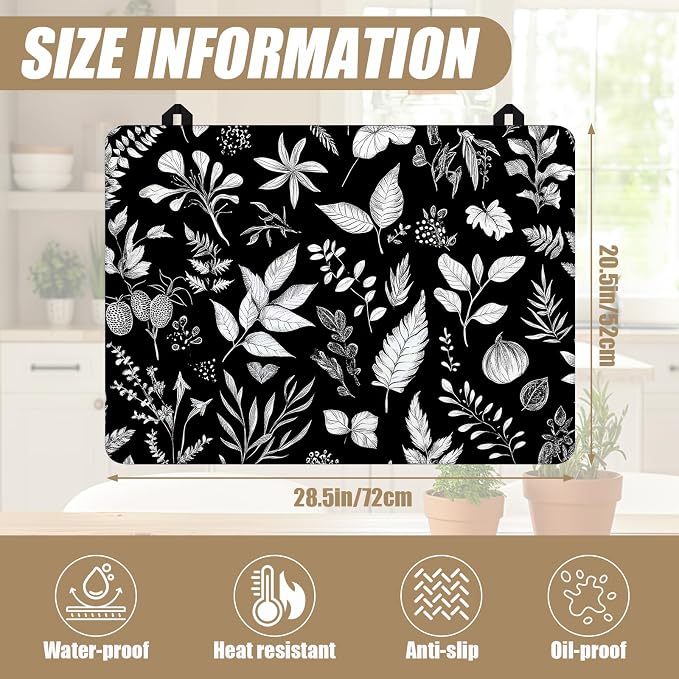 Herbs and Plants Stove Top Covers for Electric Stove, Electric Gas Stove Pad Heat Resistant Range Cooktop Protector for Home Decor Kitchen 28"x20"