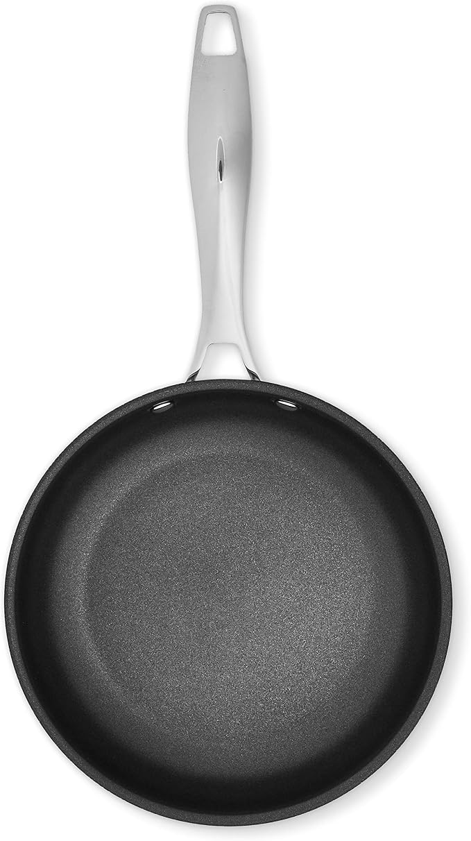 Amazon Basics 2-Piece Non-Stick Stainless Steel Fry Pan Set, Oven Safe, Induction Compatible, Stay-Cool Handles, 10-Inch and 8-Inch