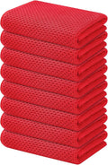 Kitinjoy 100% Cotton Waffle 8-Pack Kitchen Towels, 13" x 28", Red | Super Soft, Ultra-Absorbent, Fast Drying, lightweight, Quick Drying Kitchen Hand Towels