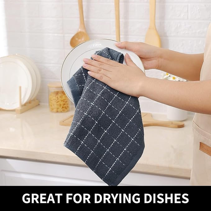 Homaxy 100% Cotton Terry Kitchen Dish Cloths, 12 Pack, Multiple Color | Ultra Soft and Absorbent, Suitable for Drying and Washing Dishes