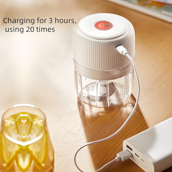 Electric Garlic Chopper, 250ML Food Chopper USB, Mini Vegetable Chopper, Garlic Mincer, Onion Chopper, Portable Small Food Processor (white), EDR00101