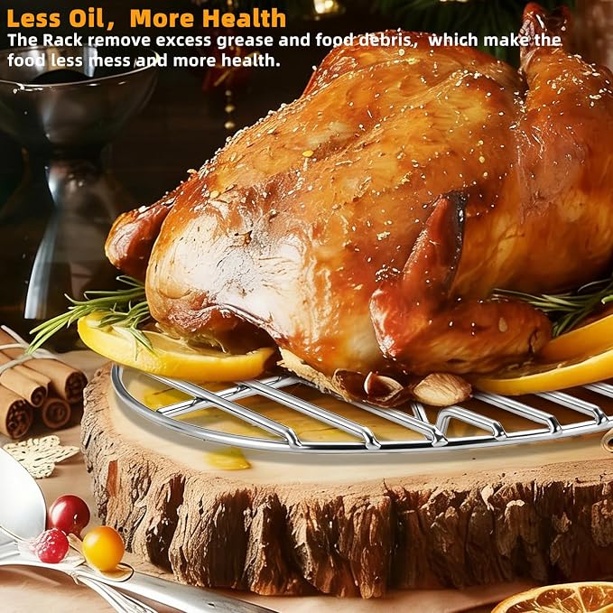 12.4" Oval Stainless Steel Roasting Rack/Cooling Rack - 4MM Heavy Duty Roaster Rack, Dishwasher & Oven Safe, for Turkey Chicken Roasting, Thanksgiving Christmas Holiday Gift for Wife/Mom.