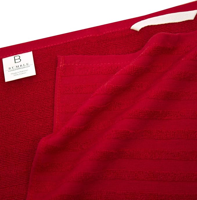 Premium Kitchen Towels 6 Pack 100% Cotton 20"x28" Dish Towels Red Striped | Large Flat & Terry Kitchen Linen Set with Hanging Loops, Highly Absorbent for Washing and Drying Dishes
