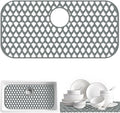 Silicone Kitchen Sink Protectors Mats - 12" 13" 14" 16" 18" 19" 21" 22" 24" 25" 26" 28" 30", Heat Resistant, Machine-wash (28”x14.4”, Rear Drain)