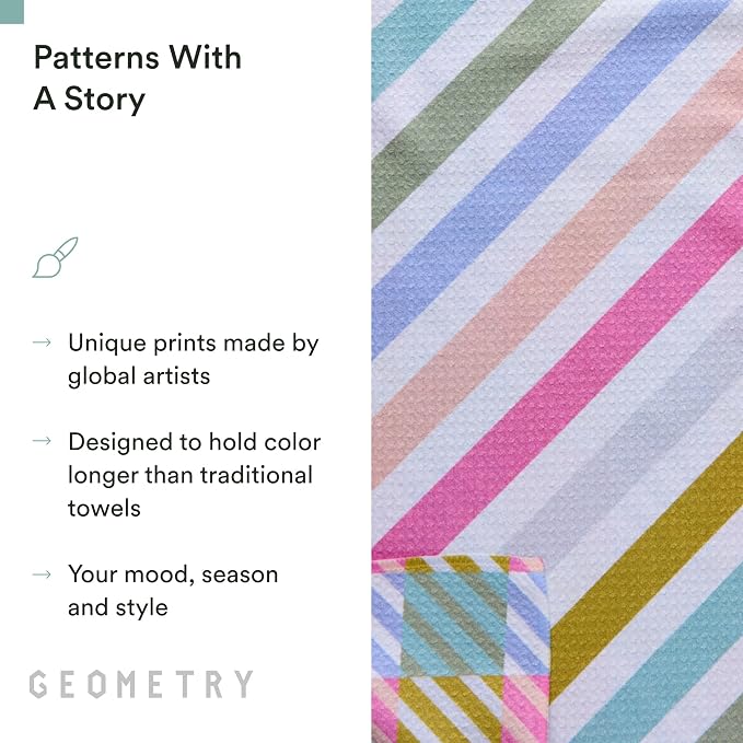 GEOMETRY Spring Kitchen Towels - Double Sided, Quick Dry Microfiber Cloth - Spring & Summer Dish Towels for Kitchen Drying - Premium Quick Dry Towel - Dancy, 18" x 30" - 1-Pack