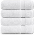 LANE LINEN Large Bath Towel Set Absorbent Quick Dry 100% Cotton - White | Bath Towels Set Of 4 - Fade-Resistant Color, Classic Terry Weave, Densely Woven, Coordinated Colors, Dobby Border Accent