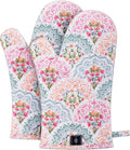 BONTHEE Oven Mitt Extra Long Cotton Cooking Kitchen Mitts with Non-Slip Striped Oven Mitts for Cooking Baking Grilling - Mandala - Oven Gloves - 2PCS