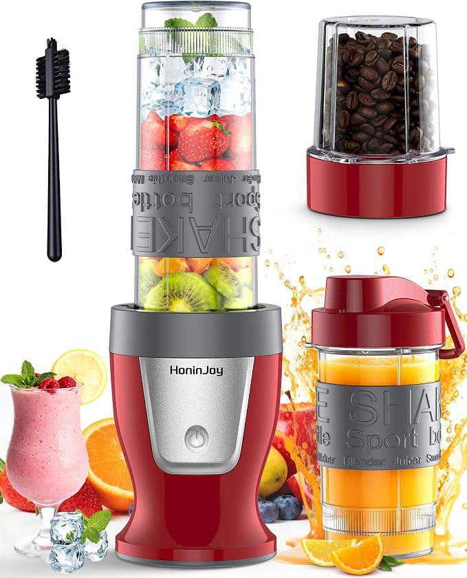 Personal Blender, 650W Smoothie Blenders for Shakes and Smoothies with Grinder Cup & 2 BPA-Free Portable Cups (20oz+14oz), Blenders for Juices, Smoothies Maker for Kitchen, Dark Red