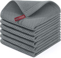 Homaxy 100% Cotton Waffle Weave Kitchen Dish Cloths 6-Pack, Grey | 12 x 12 Inches, Ultra Soft Absorbent Dish Towels, Quick Drying Dish Rags with Hanging Loop
