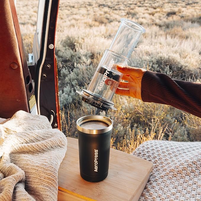 AeroPress Go Plus Portable Coffee Maker Kit, Black | Small, Travel, Camping & Office, All-in-One French Press, Pour-Over & Espresso Style Manual Brewer
