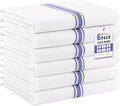 Homaxy 100% Ring Spun Cotton Kitchen Towels 6 Pack, Blue Stripe | 15 x 25 Inch, Highly Absorbent Dish Towels for Kitchen Drying, Reusable Cleaning Cloths, Soft Tea Towels with Hanging Loop