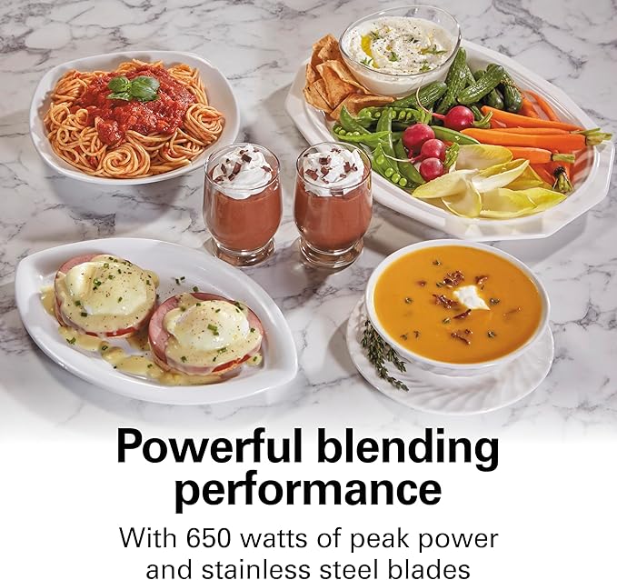 Hamilton Beach MultiBlend Blender for Smoothies with BPA Free 32 oz. Jar | 8oz Grinder for Nuts & Spices | 2 Portable Personal Blender Travel Cups | 650 Watts | Black and Stainless | 52400