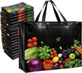Simply Cool 100 Pack Reusable Grocery Bags, Large Tote Bags Bulk, Black | 13”x12.6”x7.25" Heavy Duty Non-woven Printed Shopping Bags with Handles, Foldable, Washable for Retail and Commercial use