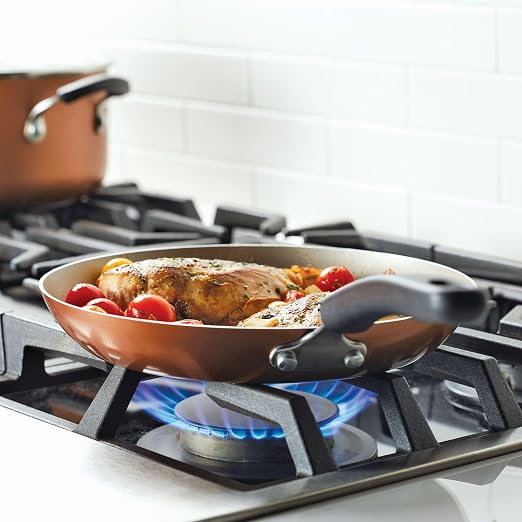 Farberware Cookstart Aluminum DiamondMax Nonstick Cookware Set, Kitchen Essentials, 15-Piece, Copper