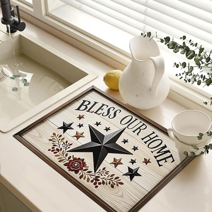 HOMETITUTE Stove Top Cover 28x20 Bless Our Home Star Heat Resistant Mat