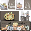 Fanfanwin 10 Pcs Fall Pumpkin Kitchen Decor and Accessories Set Kitchen Towels Pot Holders Oven Mitts and Rugs Set Thanksgiving Towels for Cooking Baking Gift Harvest Autumn Home Decor