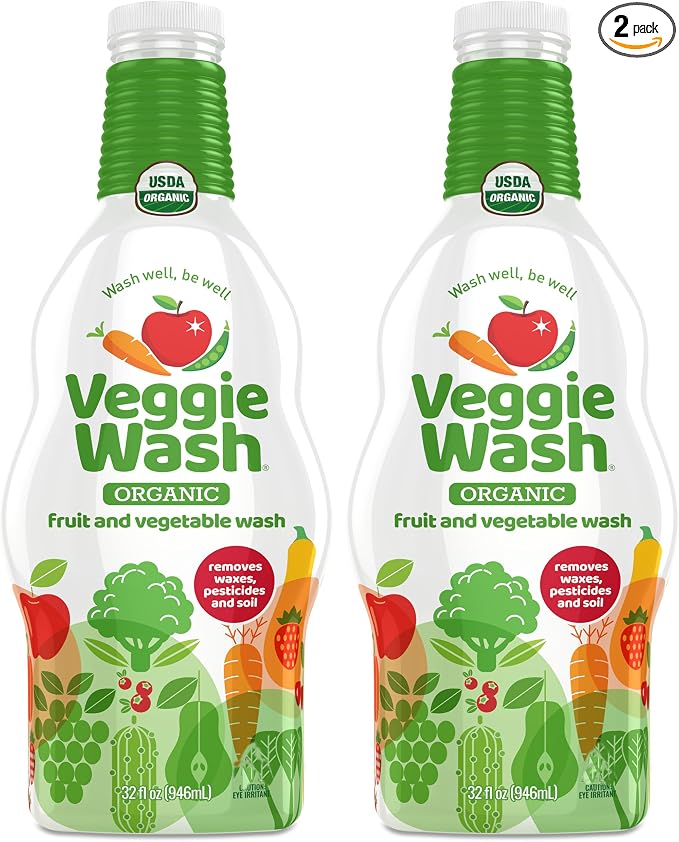 Veggie Wash Organic Fruit and Vegetable Wash Refill, 32 Fl Ounce, Pack of 2 | Ideal for Cleaning Produce, Vegan, Plant-Derived Ingredients, Unscented, No Parabens