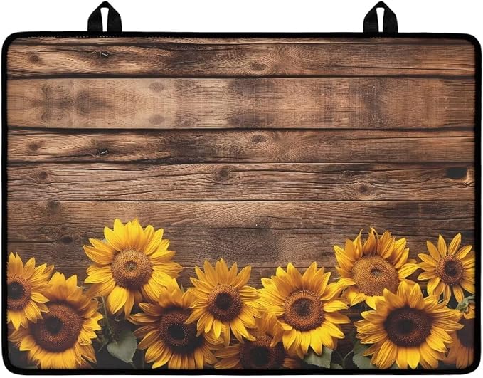 Vintage Sunflower Plank Print Stove Top Covers for Electric Stove Stain Resistant Cooktop Cover 29.18 x 20.96 inch Stovetop Protector Pad Coffee Machine Mat for Flat RV Range