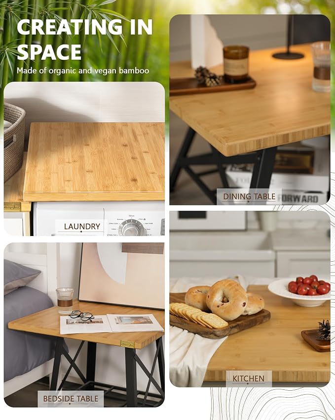 24 x 25 x 1.2 in Finished Bamboo Butcher Block Countertop | Food-contact bamboo countertop with double-sided clear coating, cut-to-fit design and heat tolerance up to 150°C/302°F.