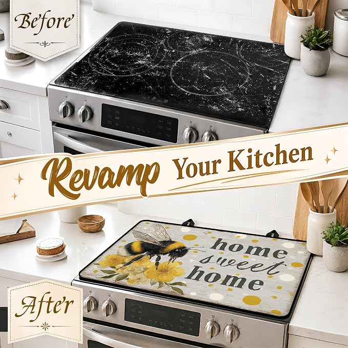 Stove Top Covers with A Non-slip Rubber Coating | protect Your Stove from Scratches, Extend Countertop Space, and Add A Classic Kitchen Touch