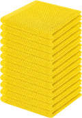 Homaxy 100% Cotton Waffle Weave Kitchen Dish Cloths 12-Pack, Yellow | 12 x 12 Inches, Ultra Soft Absorbent Dish Towels, Quick Drying Dish Rags with Hanging Loop