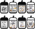 Bencailor 8 Pcs Coffee Pot Holder with Pocket Farmhouse Kitchen Decoration Heat Resistant Potholders Hot Pad Oven Mitts Cookie Bag Oven Gloves for Kitchen Decorations Microwave Baking