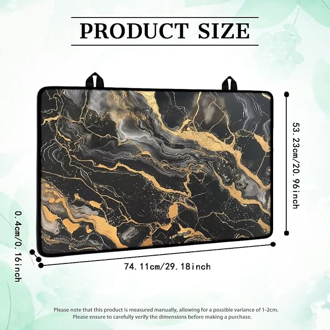 Black Gold Marble Texture Print Electric Stove Top Cover 29.18 x 20.96 inch Glass Cooktop Cover with Lanyards Dish Drying Mat Anti-Slip Range Covers Pad for Glass Top Stove
