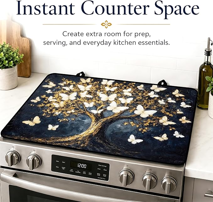 Stove Top Covers with A Non-slip Rubber Coating | protect Your Stove from Scratches, Extend Countertop Space, and Add A Classic Kitchen Touch