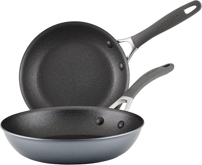 Circulon A1 Series with ScratchDefense Nonstick Induction 8.5-Inch and 10-Inch Frying Pan Set, Induction Cookware, 2-Piece, Graphite